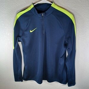 Nike Blue and Neon Yellow Quarter-Zip Top